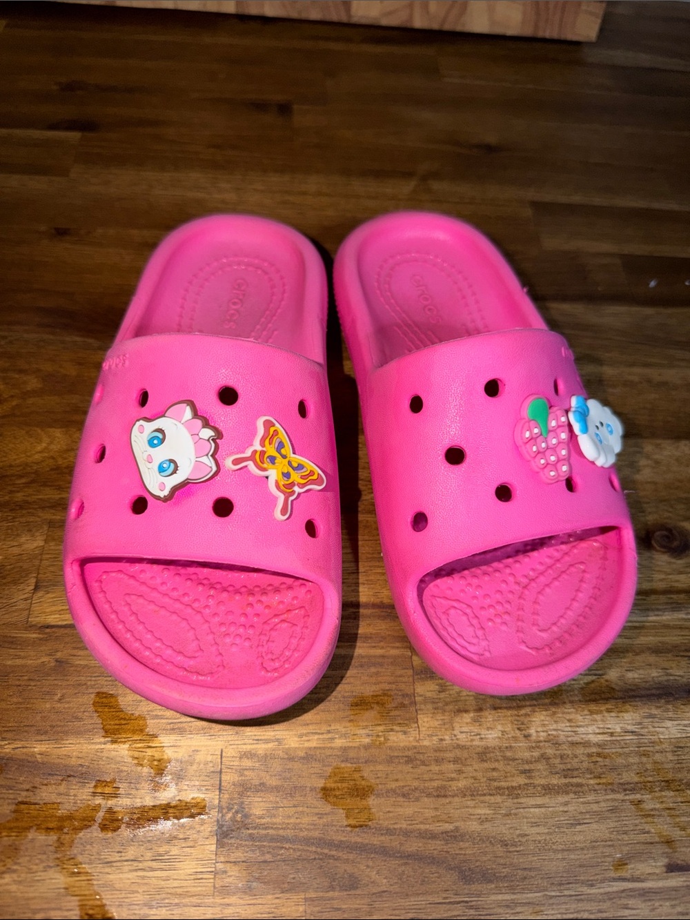 Kids Bright Pink Slip-On CROCS with Cute Charms